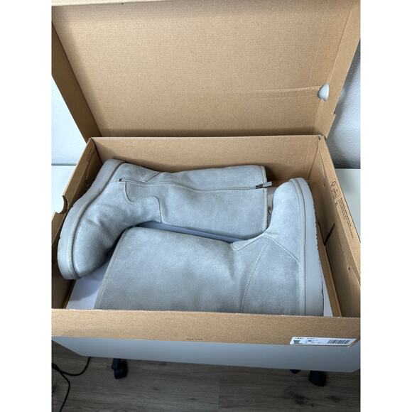 Ugg Blue Gray Alber Flat Heel Shearling Lined Suede Boot Side Zip 8 - Picture 13 of 15